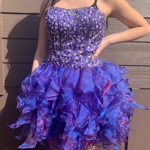 Purple strapless homecoming/event dress